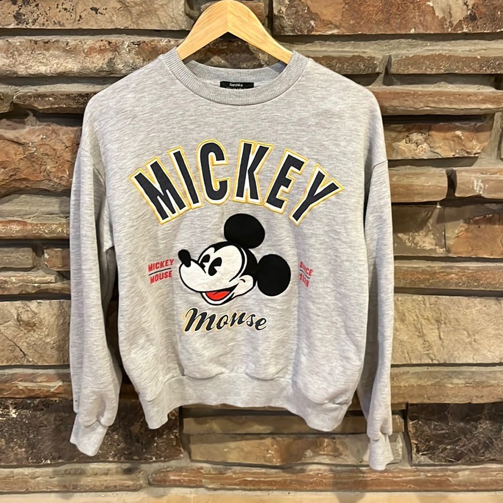 Disney x Bershka Mickey Mouse Grey Crewneck Sweatshirt